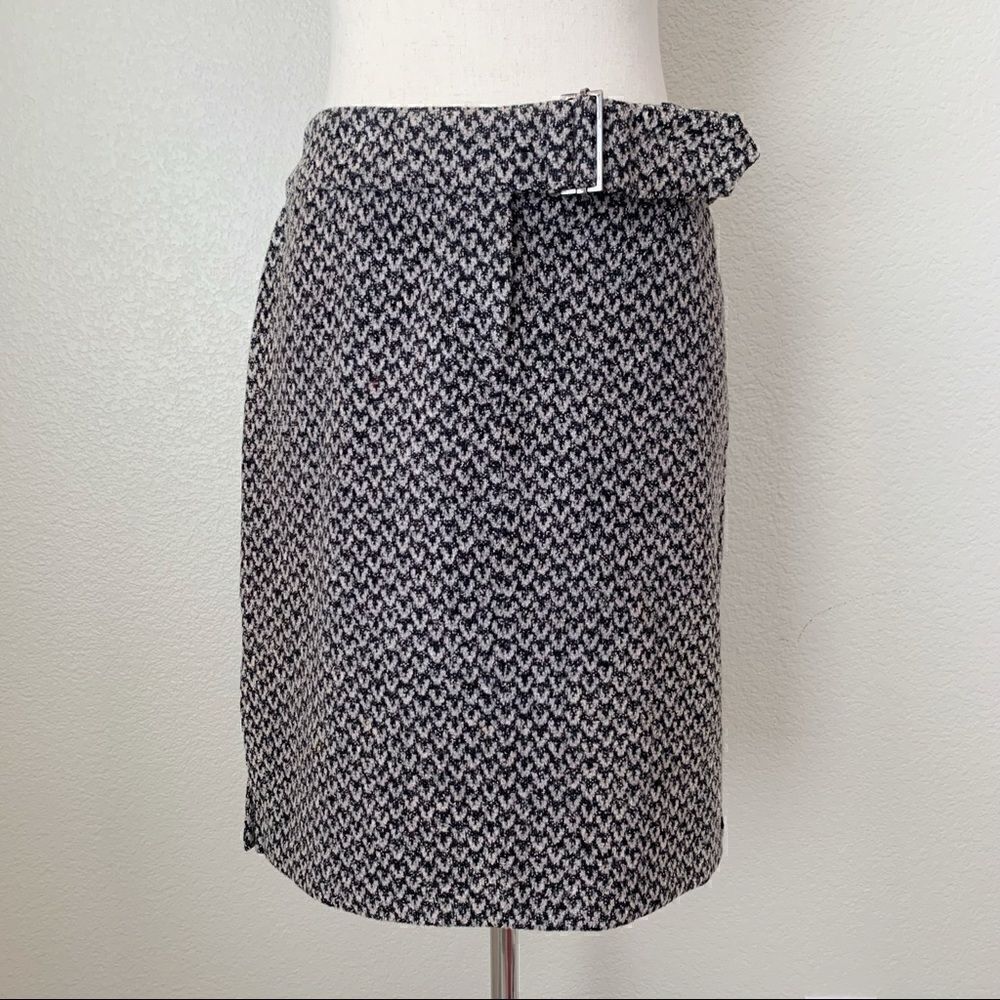 Express Size 7/8 Belted Black Gray Tweed Mini Skirt